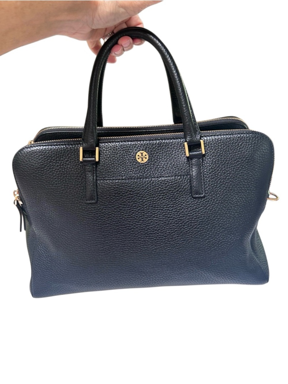 TORY BURCH Georgia Black Triple Zip Satchel Crossbody – Pristine Condition! - Picture 3 of 12